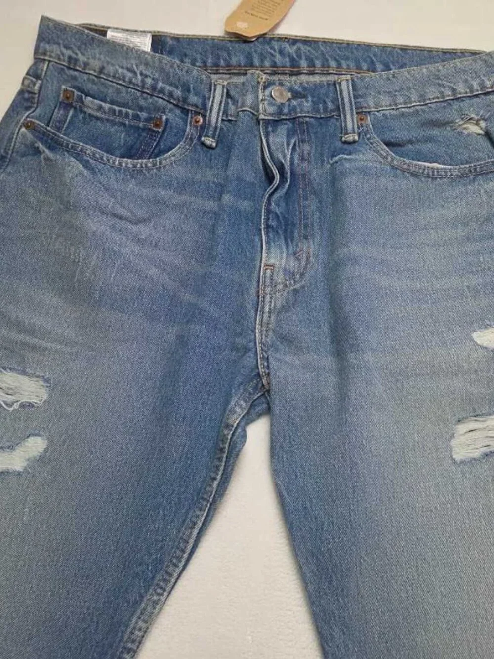 New 36x34 Levi's 502 regular taper Warp Stretch ripped jeans in Broom Tree Denim